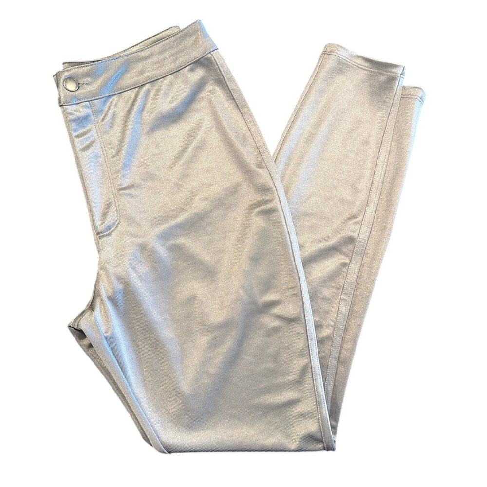 SKIMS Disco Skinny Pants, Silver, Women's Size Large